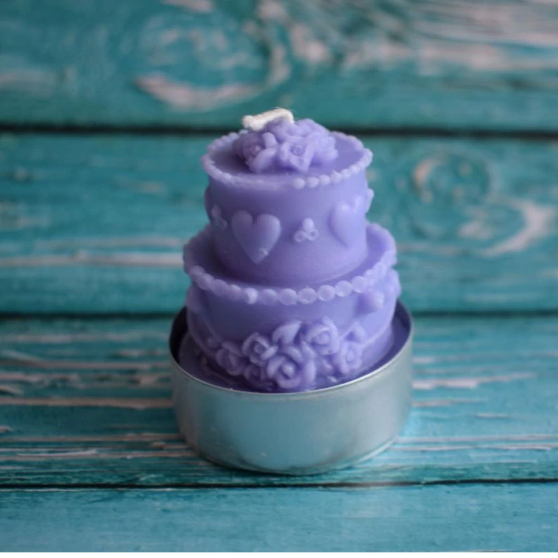 Čajová svíčka - dort - oranžovorůžový