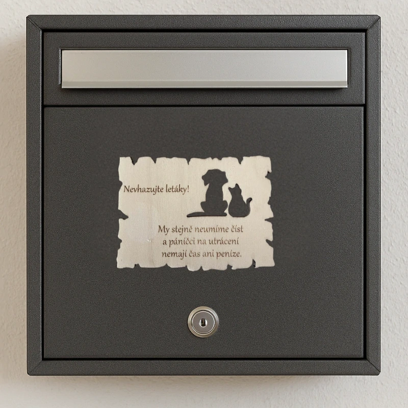 Cedulka na schránku pes a kočka