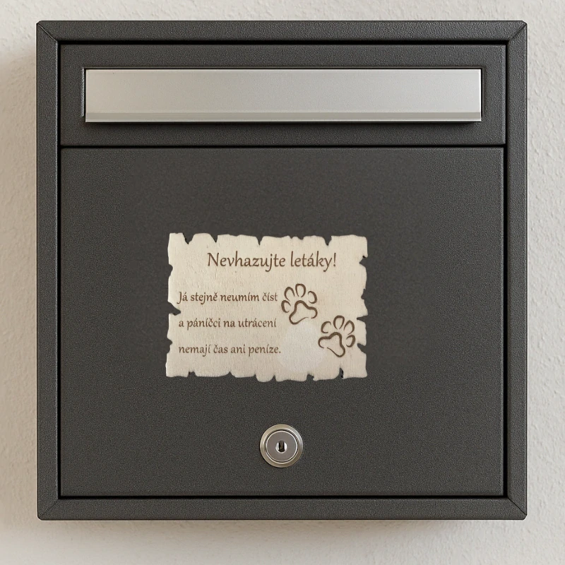 Cedulka na schránku tlapky