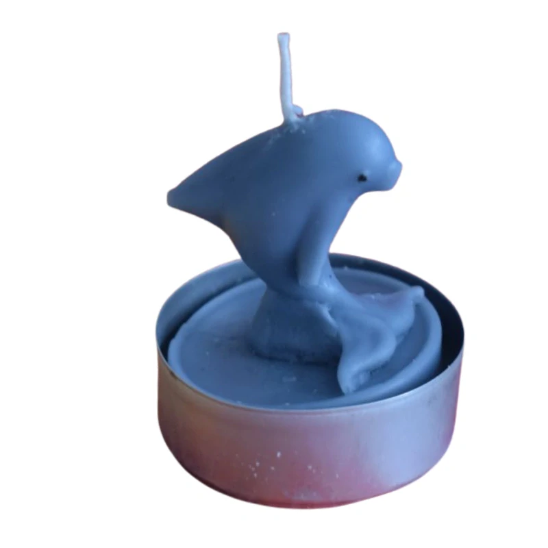 Čajová svíčka - delfín - šedý