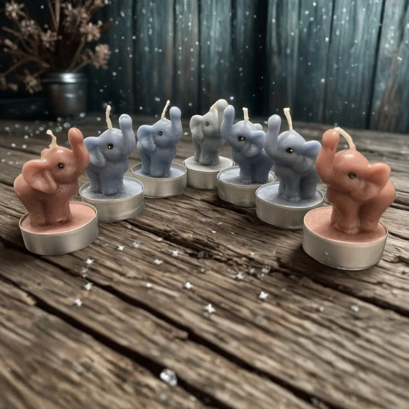 Čajová svíčka - slon - tmavěšedý