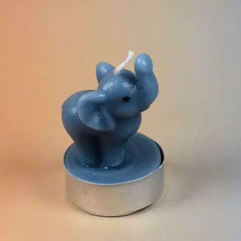 Čajová svíčka - slon - tmavěšedý