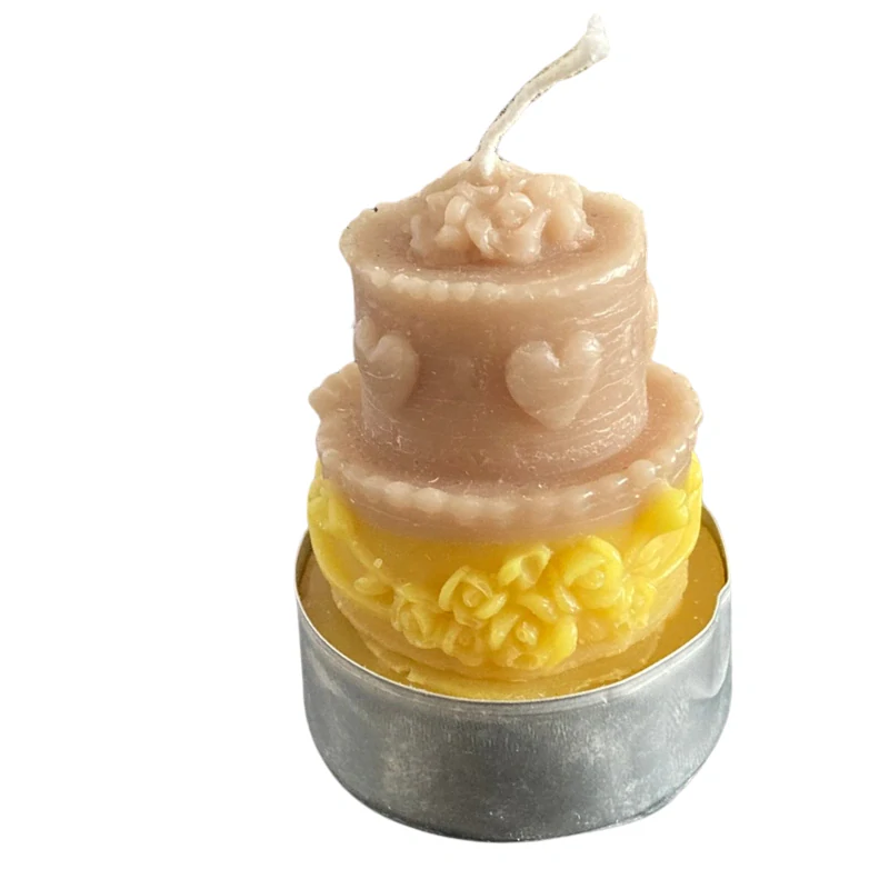 Čajová svíčka - dort - oranžovorůžový