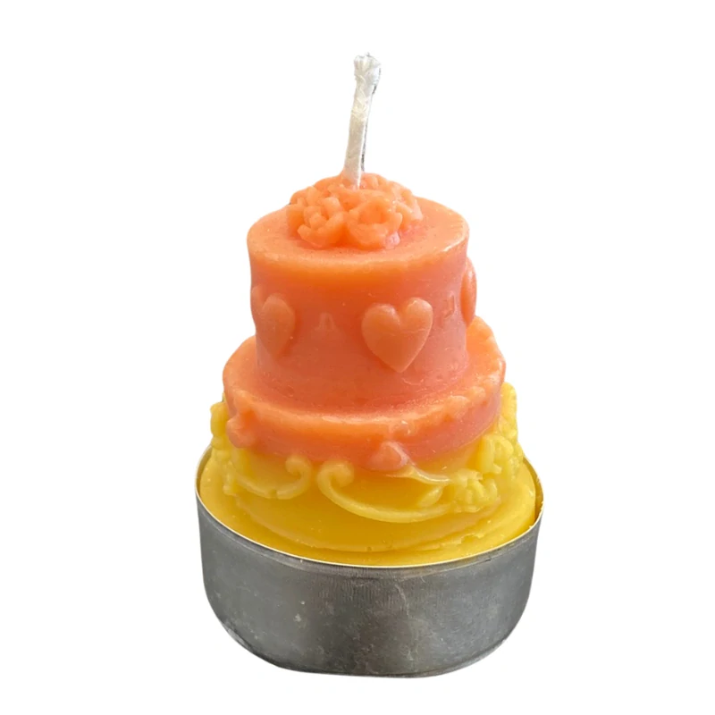 Čajová svíčka - dort - oranžovorůžový