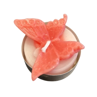 Čajová svíčka - motýl - červenobílý