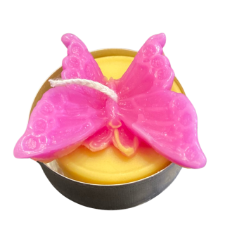 Čajová svíčka - motýl - růžovožlutý