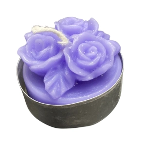 Čajová svíčka - tři růže - fialová