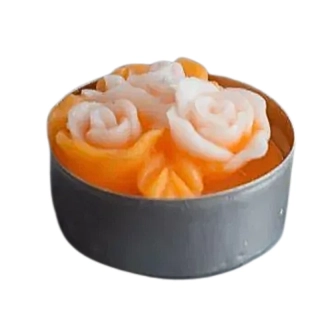 Čajová svíčka - tři růže - bílooranžová