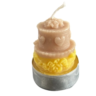 Čajová svíčka - dort - hnědožlutý
