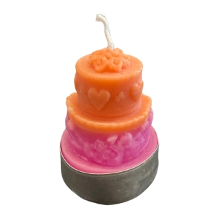 Čajová svíčka - dort - oranžovorůžový