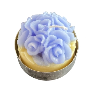 Čajová svíčka - trs růží - modrožlutá