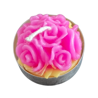 Čajová svíčka - trs růží - růžovožlutá