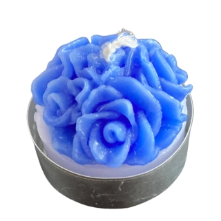 Čajová svíčka - trs růží - modrobílá