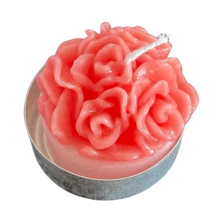 Čajová svíčka - trs růží - červenobílá