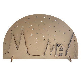 Zimní silueta - domek v lese