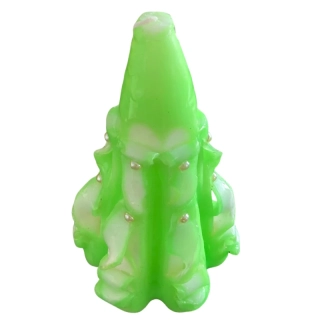 Řezaná svíčka zelená s perličkami