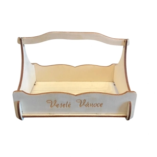 Dřevěný košík z  překližky - Veselé Vánoce