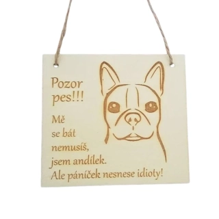 Cedulka Jsem andílek – francouzský buldoček