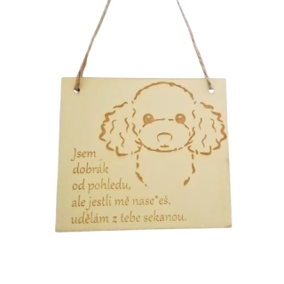 Cedulka Udělám z tebe sekanou - boloňský psík